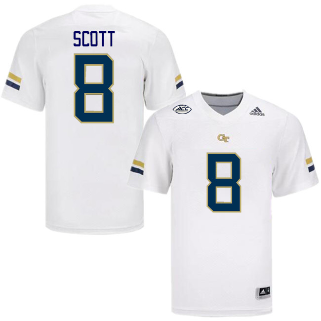 Men-Youth #8 Makius Scott Georgia Tech Yellow Jackets 2023 College Football Jerseys Stitched-White